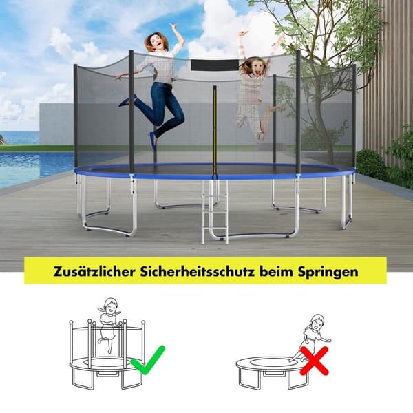 Trampolinnät för 366 cm runda ramar med dragkedja