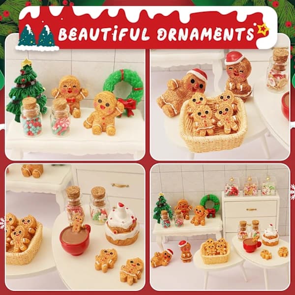 22 dele juleminiature peberkagemand tilbehør, miniature julemandssæt komplet til advent, jul