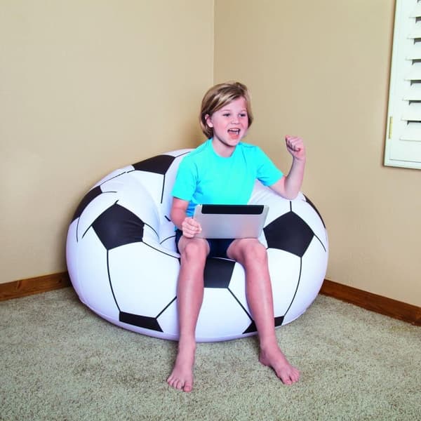 75010 - Oppblåsbar sofa, oppblåsbar lat sofa, ballsofa, flokket sofa, fotballsofa