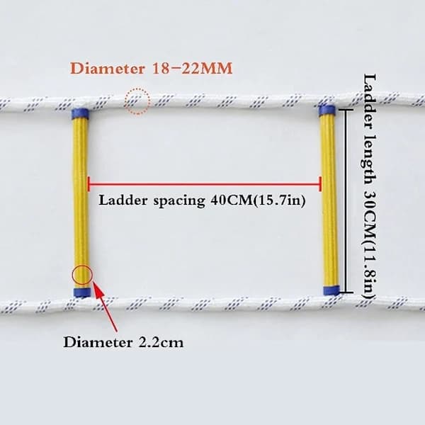 NA/Portable Fireproof Rope Emergency Ladder (Size: 3m/9.8ft), Quick Deployment, Soft Ladder for Adults to Escape Through, A