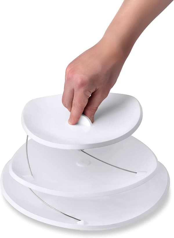 Sammenleggbart serveringsbrett med 3 etasjer: Dekorativ design som kan foldes sammen, et elegant brett for smørbrød, kaker, osteskiver og spekemat
