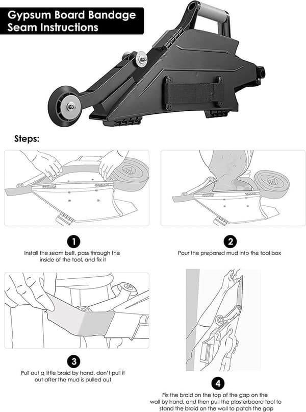 Drywall Taping Tool with Reversible Inside Corner Roller - Drywall Joint Application - Fast