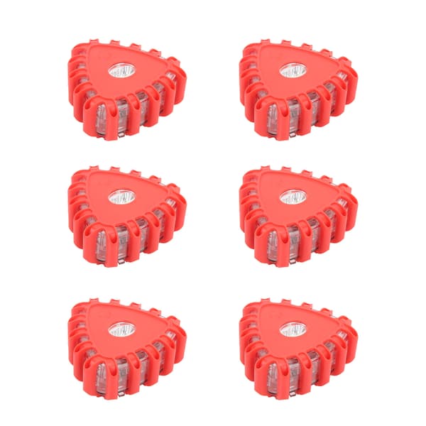 6x LED Roadside Emergency Lights with Triangular Multifunctional Warning Lights Safety Signal Light Red