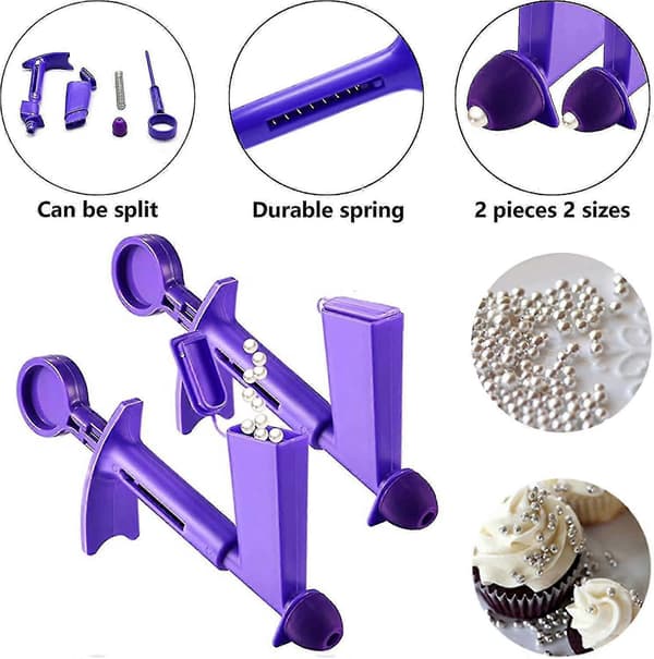 2 stk. Perleapplikator i plast til sukkerperler, kagedekoration, roll-on applikator-mxbc