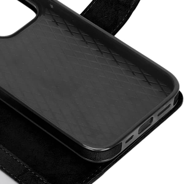 2-i-1 Lommebokdeksel Magnetisk Avtakbart Lær Telefondeksel for iPhone 13 Pro Svart