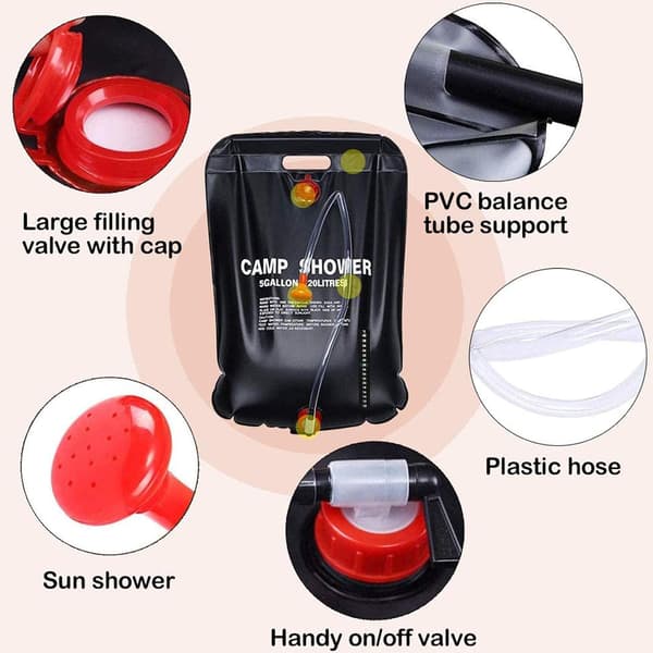 20L Camping Solar Shower Bag Outdoor Portable Shower Bag