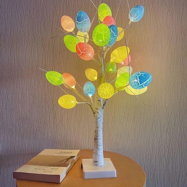 Easter Lighted Artificial Tree with Flexible Branches Battery Operated Indoor Home Decor White