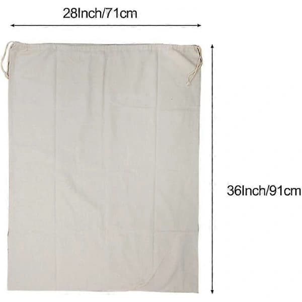 Extra stora tvättsäckar i naturmaterial bomull - 2-pack 91x61 cm hopfällbar tvättkorg