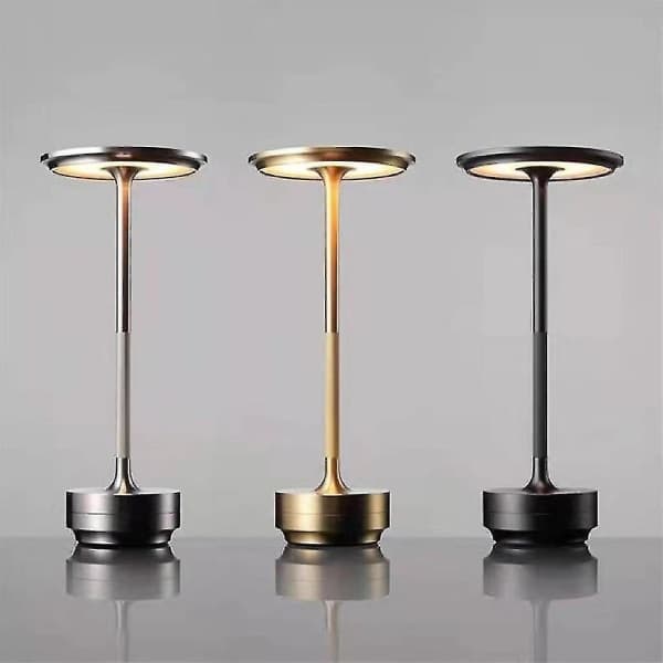 Trådløs bordlampe dimbar vanntett metall USB-oppladbar bordlampe - Sølv Sølv Silver
