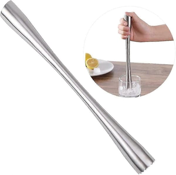 Cocktailmuddler i rustfritt stål med tagget hode, 26 cm, 1 stk