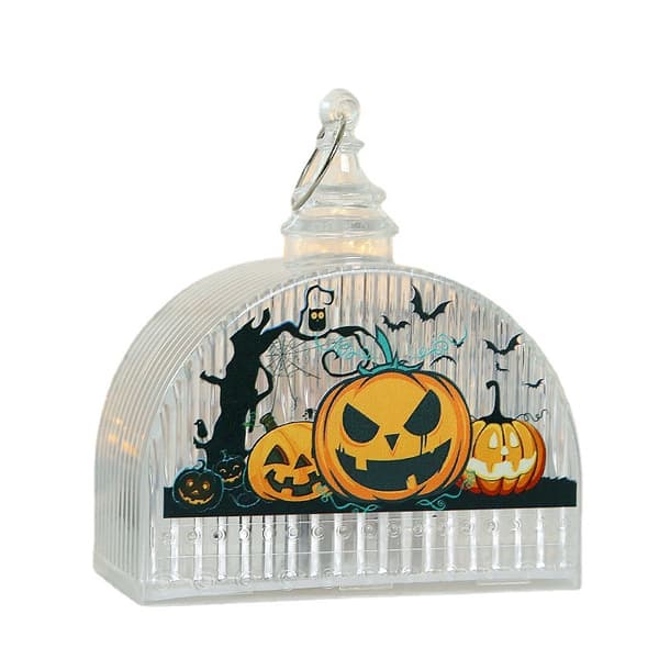 4 Pieces White Halloween Lanterns with LED Decoration, Hanging Lights