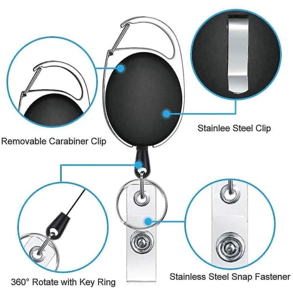 6-pack Retractable Keychain with Retractable Reel, ID Card Holder and Key Organizer-FY-