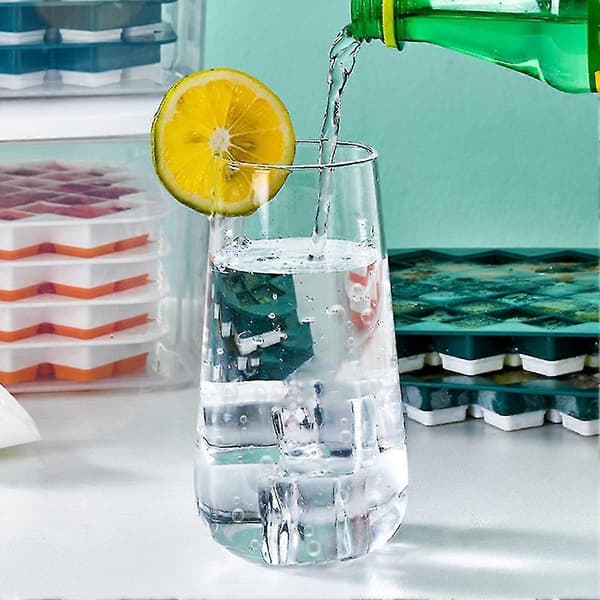 Isform med pressfunktion Silikon Isbricka Form Förvaringslåda Lock Brickor Bar Kit Fyrkantig Co