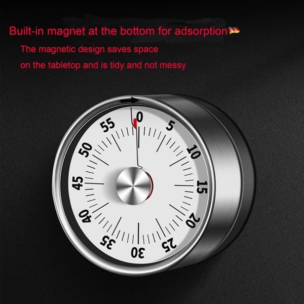 Kjøkkentimer Magnetisk mekanisk for matlaging tidtaking etc. Silver silver