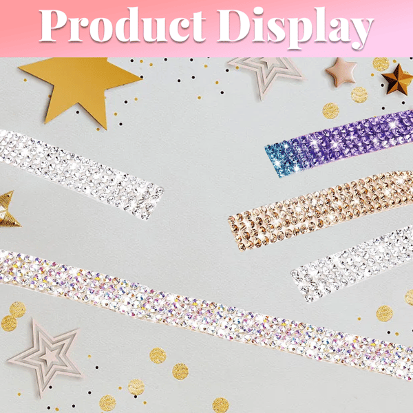 Itsekiinnittyvä kristallihartsitimanttinauha glitterillä koristeluun, 4 kpl