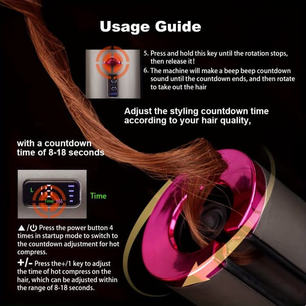 Automatic Rotating Curling Iron USB Charging (150-200℃ White)