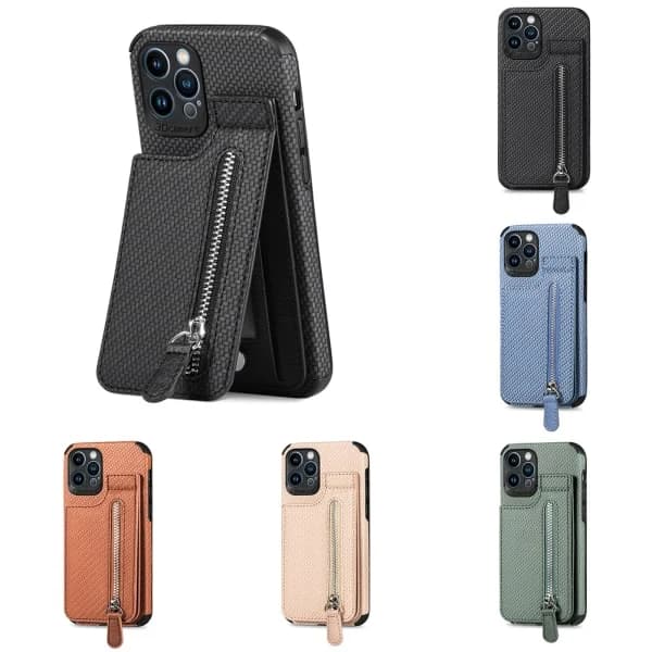 Læderkortholder Magnetisk Pungcover iPhone 14 /14 Pro/14 Pro Max, iPhone 13 /13 Pro/13 Pro Max, iPhone, 12 /12 Pro/12Pro Max Sort