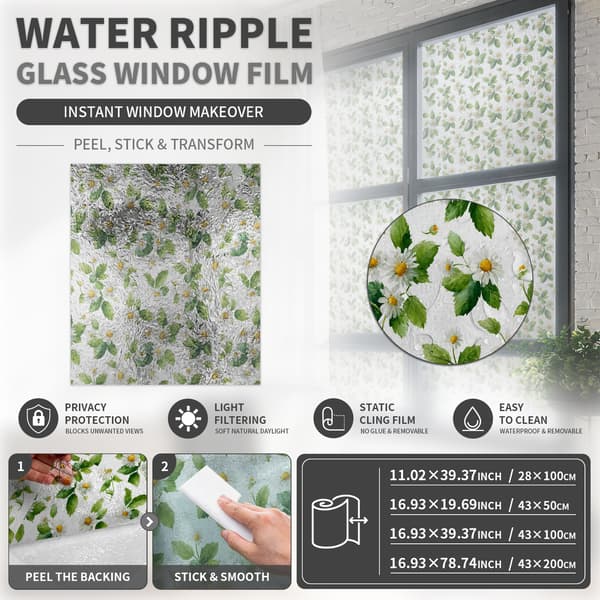 Trywise Statisk Vindusfolie Innsynssikring - Frostet Glass med Mønster - 43×50CM - SBW18