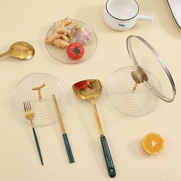 Pot Lid Holder Freestanding Multifunctional PET Strong Load-Bearing Lid Rack Kitchen Accessory
