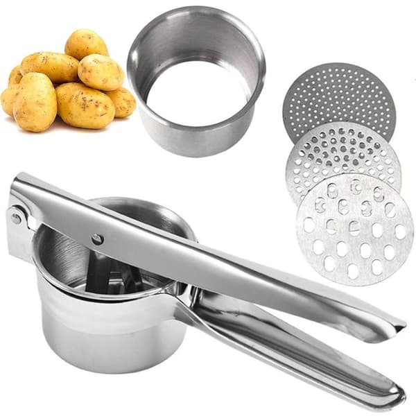 Potato Spaetzle Press in Stainless Steel Spaghetti Ice Cream Press with 3 Hole Inserts