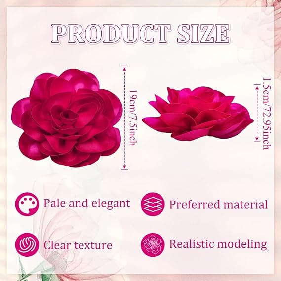 Udsøgt skinnende satin kamelia-broche, overdimensioneret blomsterbroche, reversnål, 19 cm, sort