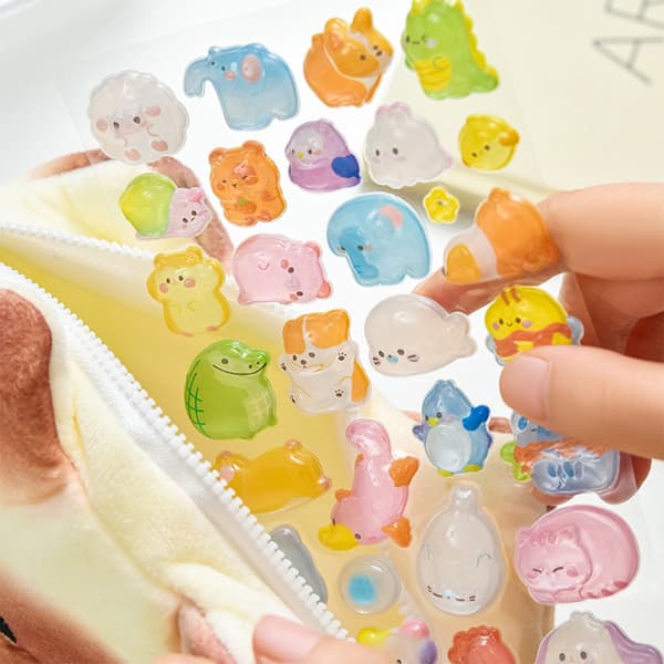 3D-kristallieläintarrasarja – 30 pehmeää PVC-tarraa