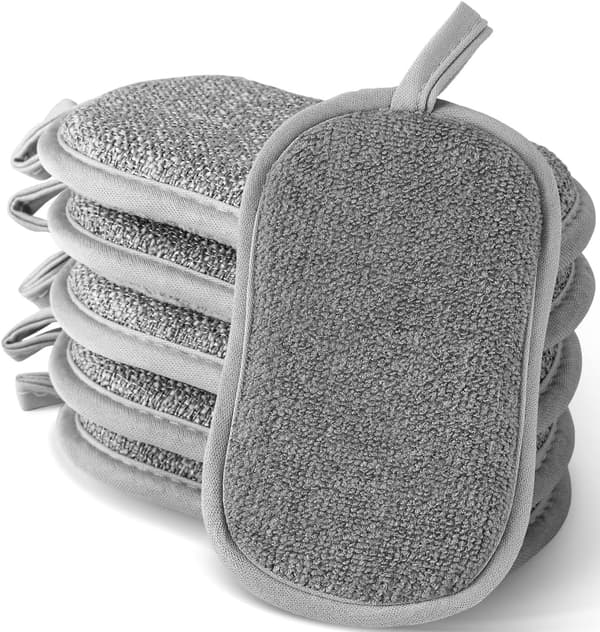 6 Genanvendelige Vaskbare Mikrofiber Opvaskesvampe til Køkken