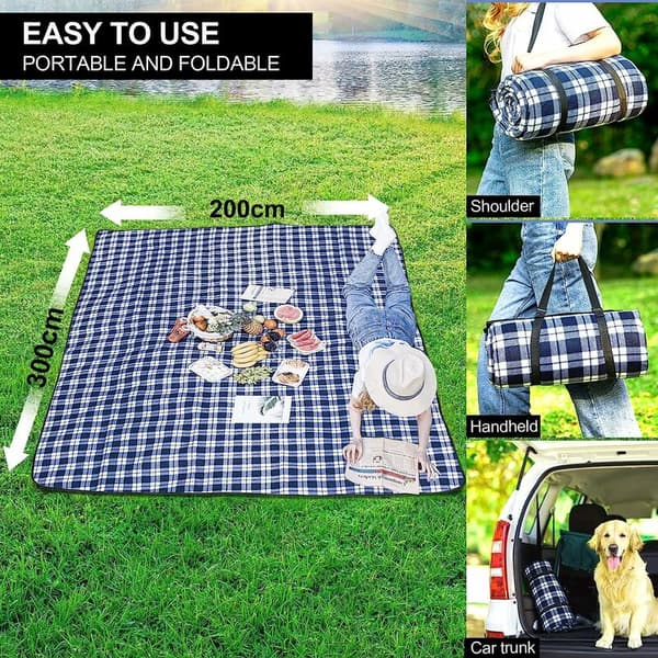 200X300cm Picnictæppe, Foldbart Isoleret Sandfrit Vandtæt Strandtæppe-FA5-