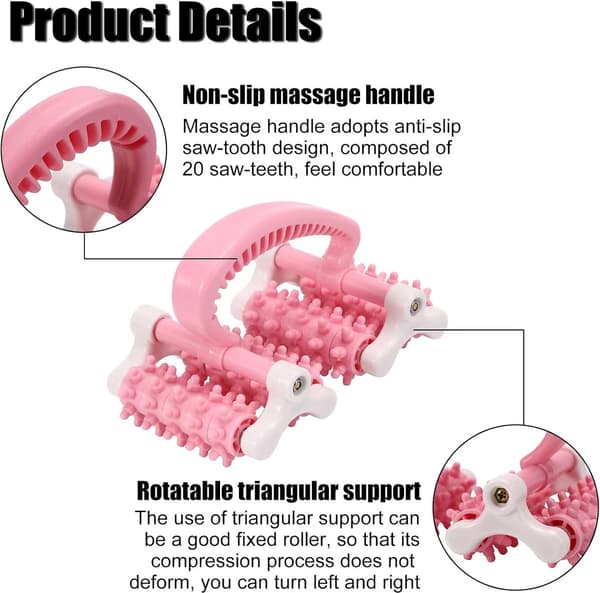Anti-cellulite massageroller, pink, fascia roller for legs, deep tissue release for back and shoulders