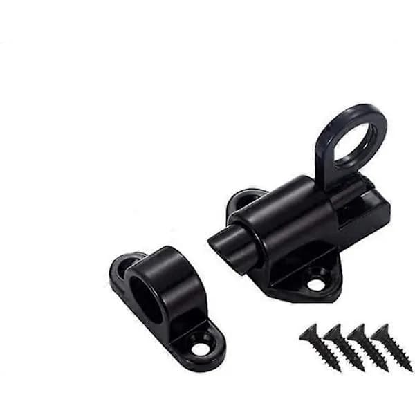 Sliding Cylinder Lock, 1 Black Aluminum Alloy Hasp, Small Thick Spring Security Hasp for Bathroom Door