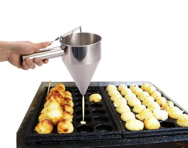 Form til cake pops, dejdispenser til pandekager, tragt i rustfrit stål med hylde