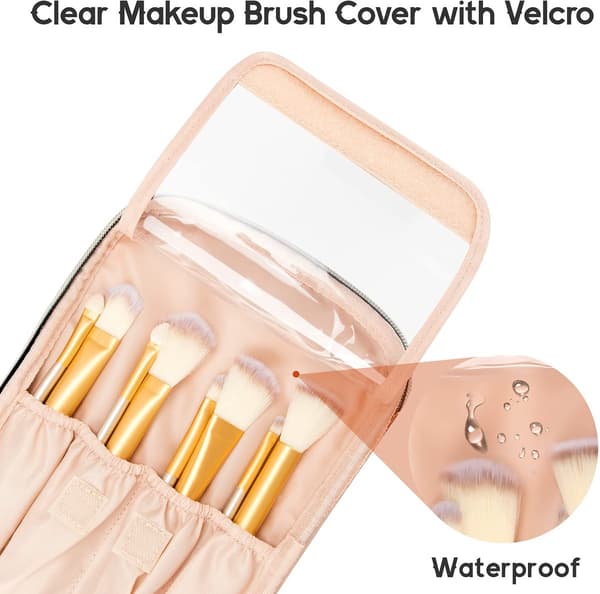 Travel Makeup Bag Organizer With Brush Compartment, Multiple Sections And Handle, Vegan Leather, For Women, Black 23.8x16.5x12cm