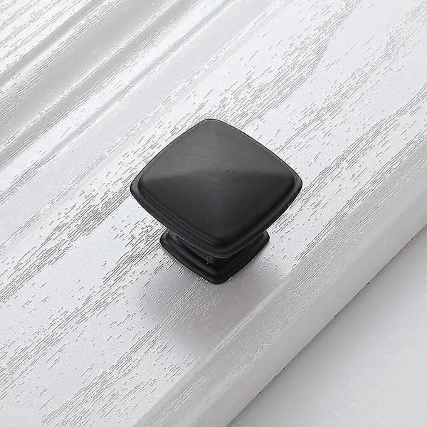 10 Pcs Black Furniture Knobs Drawer Handles Door Knobs Square Furniture Handles Single Round Hole Drawer Knobs Kitchen Cabinet Kids Room (30MM Aluminum)