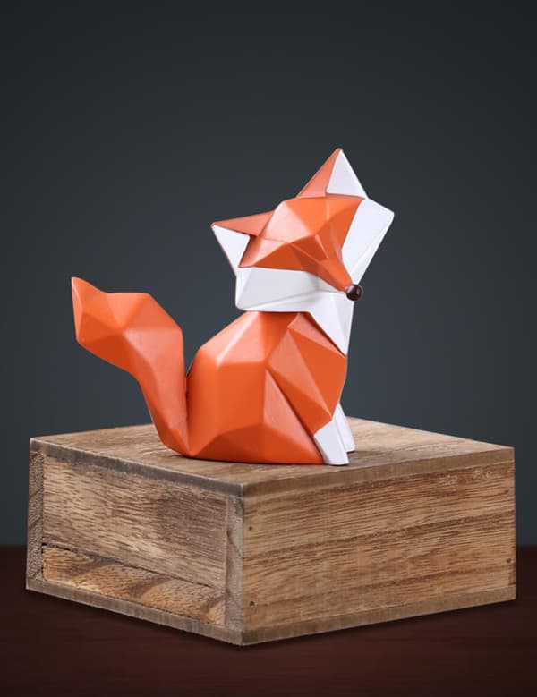 Artificial Fox Statue, Decorative Statue, Fox Sculpture, Resin Animal Gift 10 cm, Desk Decoration, Office Decor