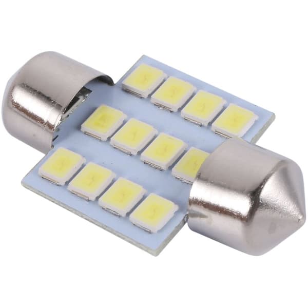 11 hvite LED-pærer for interiør, 31 mm kartleserlampe og nummerskilt