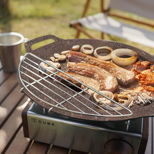 26x8.5x2cm - Grillpanne - Utendørs bruk - Dampstativ - 304 - Rustfritt - Stål - Campinggrill - Stekepanne - Oljeavløp - Camping