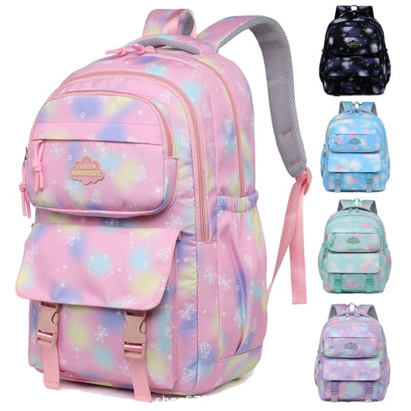 Lightweight and Breathable Elementary School Backpack with Cute Cartoon Girl (Black)