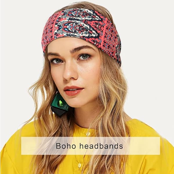 Breda Boho Pannebånd for Kvinner, Elastiske Pannebånd, Treningspannebånd for Damer, Hårsvettebånd