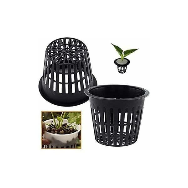 Hydroponisk netpotte WebCast potte kurv til dyrkning af planter kop 10 stk (sort, 83 net)