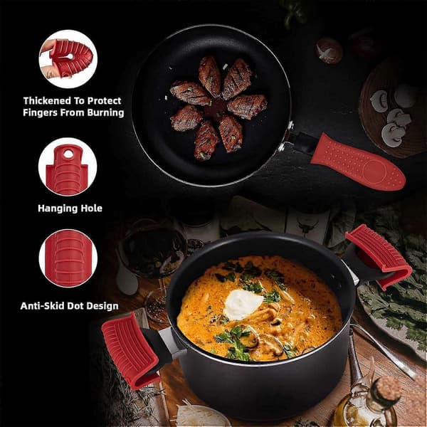 Cast Iron Handle Cover Set, Silicone Pot Holder, Heat Resistant for Cooking