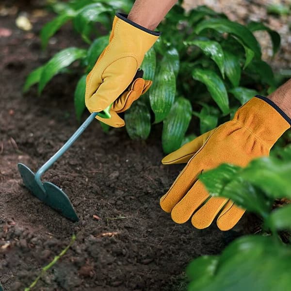 Cowhide Leather Work Gloves for Drivers, DIY, Gardening, Storage, Farm Work, Multi-purpose (XL, Yellow)