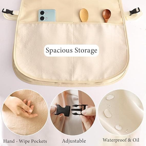 Professional Kitchen Apron with Two Pockets, Adjustable Strap, Unisex, Water-Resistant, Large Pockets for Men and Women, 50x70cm