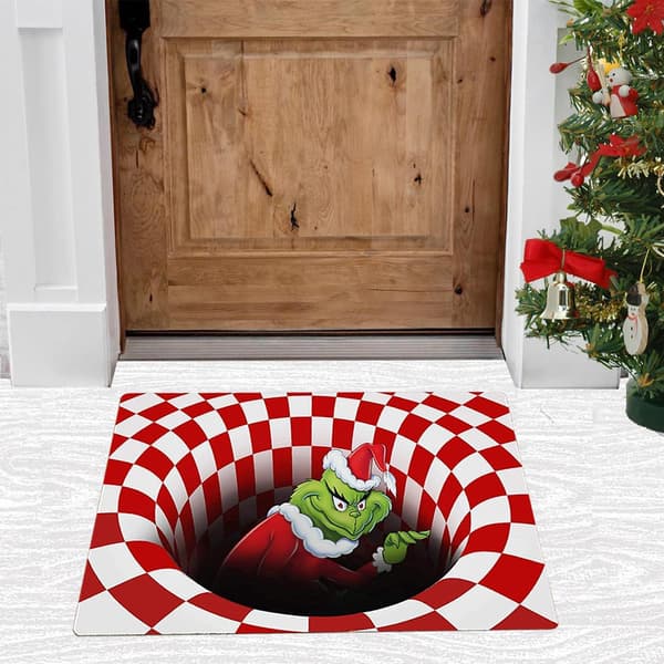 Grinch Jul Dørmatte 40x60cm - Sklisikker Innendørs/Utendørs Gulvmatte[JUN]