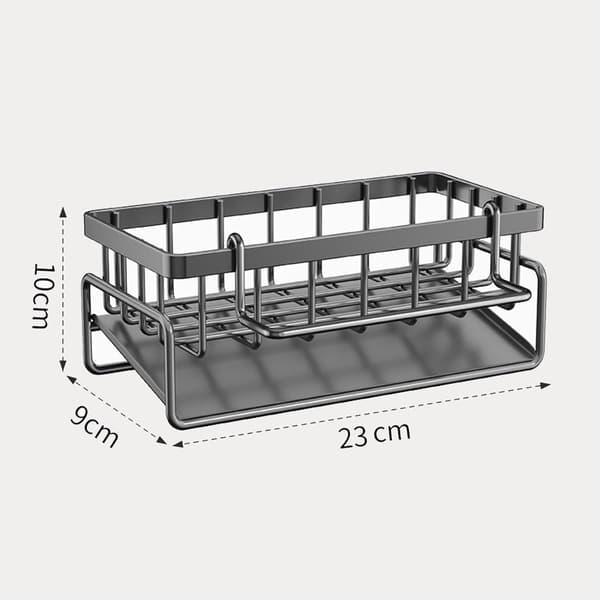 Silver Grey Sink Organiser with Self-Draining Tray - Sponge Holder, Towel Holder for the Kitchen