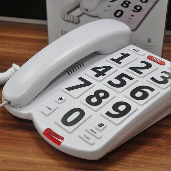 Seniorvennlig fasttelefon med store knapper, perfekt for eldre og hørselshemmede
