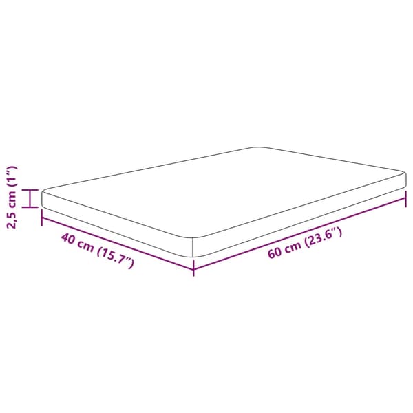 vidaXL Bordplade til badeværelse 60x40x2,5 cm ubehandlet massivt træ Brun 5000