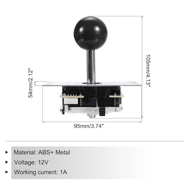 PC Joystick DIY Kit Arkadespil Dele Knap ABS 5 Pin til Klassisk Sort - Sort Black