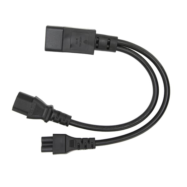 Strømfordelerkabel: IEC 320 C14 hann til C13 og C5 hunadapter - 10A 250V