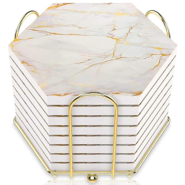 8 marmor - design absorberende underlag med holder, superabsorberende til varme og kolde drikke