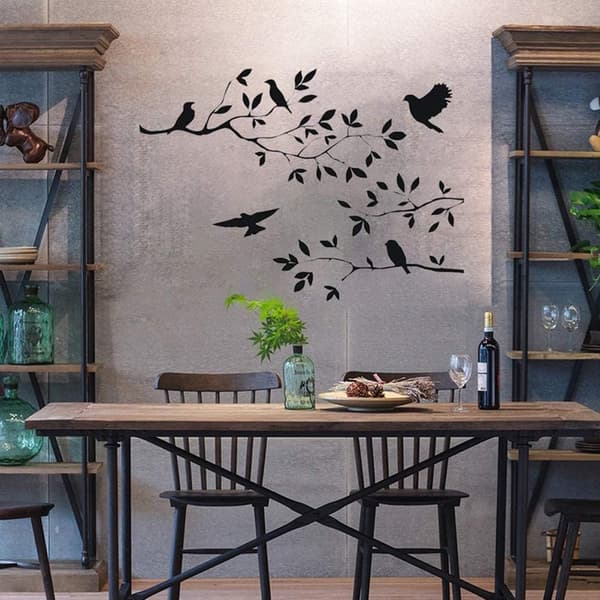 Black, 60 x 30 cm Removable Vinyl Wall Decals for Kids Room Decor, Tree Branch Design